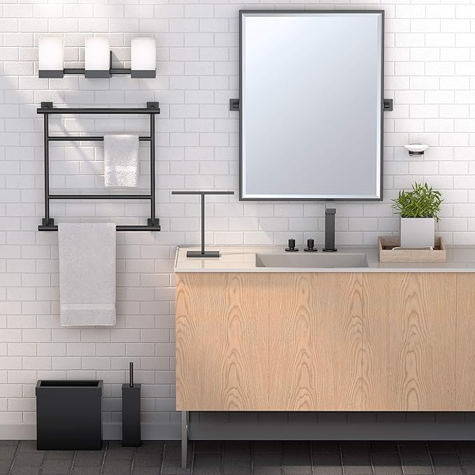 Gatco 1488MX Toilet Brush Holder for Bathroom, Square Freestanding Toilet Bowl Brush Canister with Modern Decorative Design, Matte Black