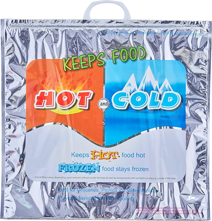 Superio Hot and Cold Insulated Bags for Food Delivery, Grocery Shopping Bags, Food Storage for Hot and Frozen Food for Travel, Disposable Cooler Bag, Reinforced Thermal Lunch Bag (6, 20" x 19")