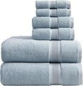 Springtree Home Luxury Bamboo Rayon Bath Towel Set | 6-Piece Set | Blue Fog | 35% Bamboo Rayon - 65% Zero Twist Cotton | Absorbent Quick-Dry Towels for Bathroom | Ultra Soft | OEKO-TEX Standard 100