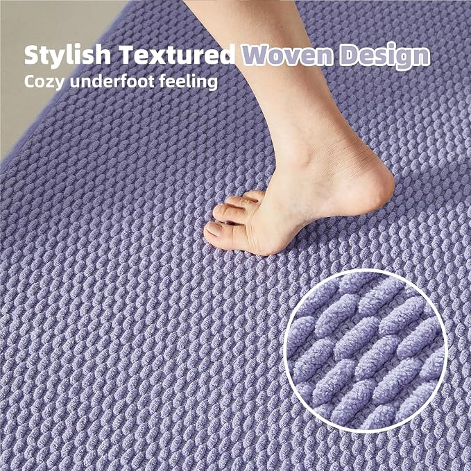 TYUU Large Bathroom Rugs Non Slip Washable Bath Rugs Super Absorbent Bathroom Rug Thin Quick Dry Low Pile Bath Mats, Lavender 36"x48"