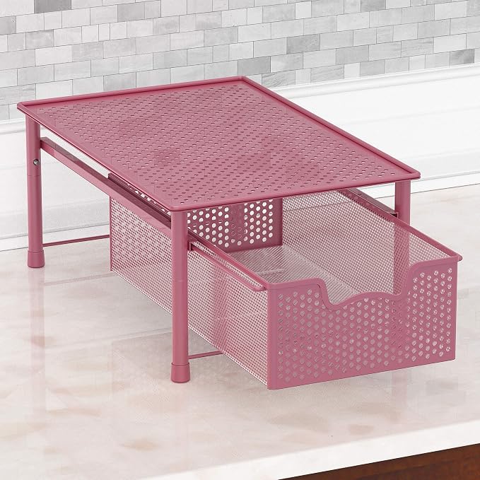 Simple Houseware Stackable Cabinet Basket Drawer Organizer, Pink