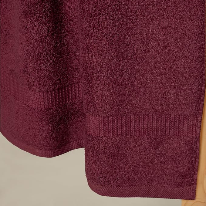 SALBAKOS 4-Piece 100% Turkish Cotton Bath Towels, 27x54 inch, Wine | Standard Size, 630 Gsm Thick Super Soft Highly Absorbent Quick-Dry Bathroom Towel, Premium Hotel & Spa Quality Made in Turkey