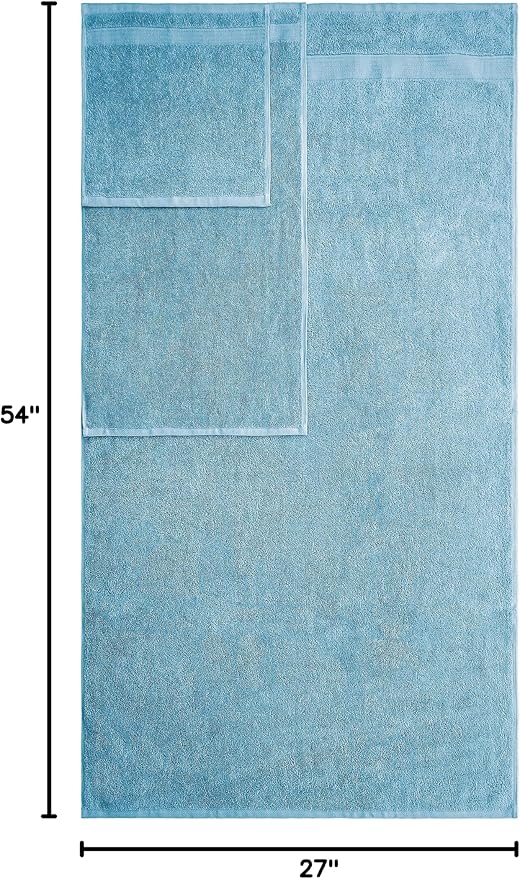 American Veteran Towel, 6 Piece Towel Set for Bathroom, 100% Cotton Turkish Bathroom Towels, 2 Bath Towels 2 Hand Towels 2 Washcloths, Sky Blue