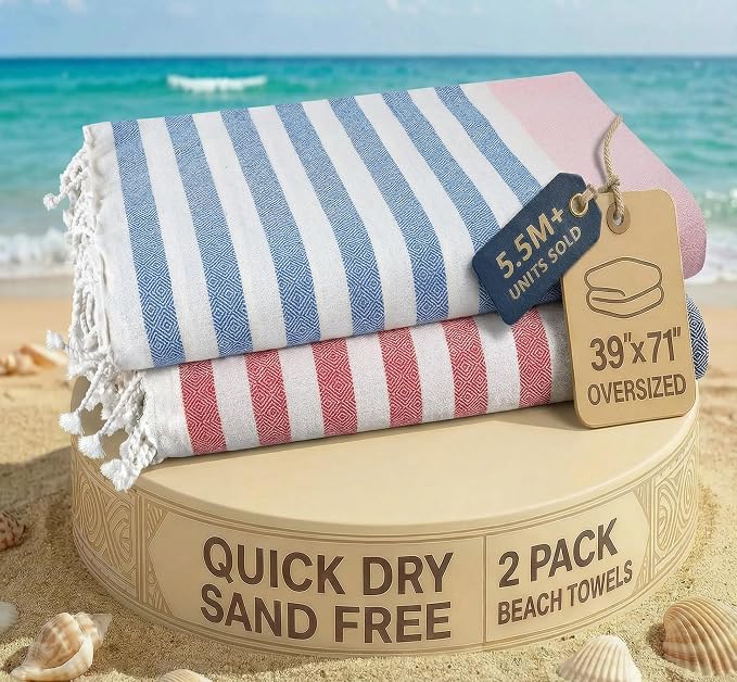 LANE LINEN Extra Large Beach Towel, 2 Pack Beach Towels Oversized, Pre-Washed, Quick Dry Pool Towels, Stylish Light Beach Towel for Women, Absorbent Sand Free Towel, 39"x71" - Old Glory Pink | 2 Pack Beach Towels Oversized - Pre-Washed, Quick Dry Pool ...