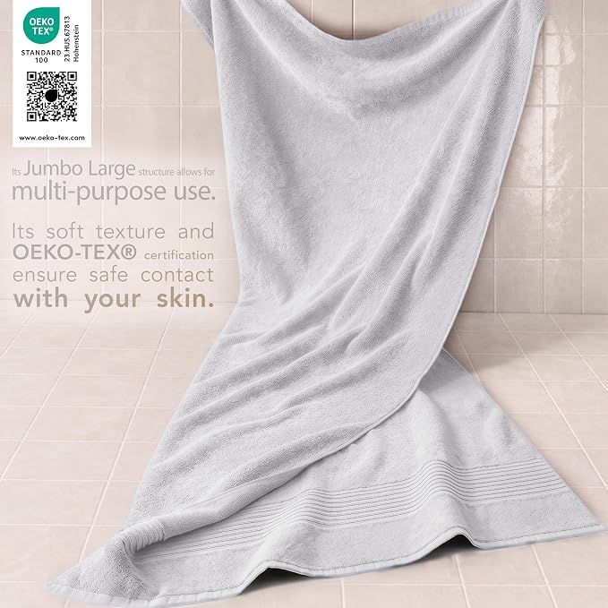 Cotton Paradise 100% Cotton Hand Towels, 2 Piece 35x70 Hand Bath Towels, Silver Grey