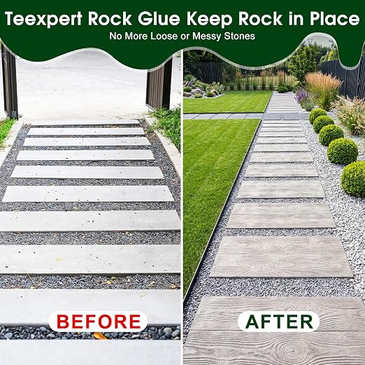 Teexpert 1 Gallon Rock Glue for Landscaping – Strong Pea Gravel Binder & Stone Adhesive for Walkways, Yards, Patios, and Decorative Driveway Edges