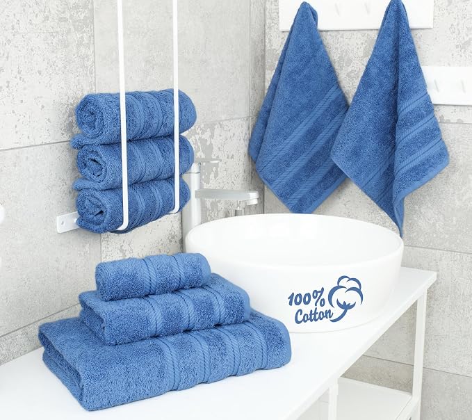 American Soft Linen 100% Cotton Luxury Turkish Towels, 6 Piece Towel Set | Soft Absorbent Quick Dry OEKO Tex Standard 100 Certificated Durable Machine Washable Breathable Premium Hotel Quality