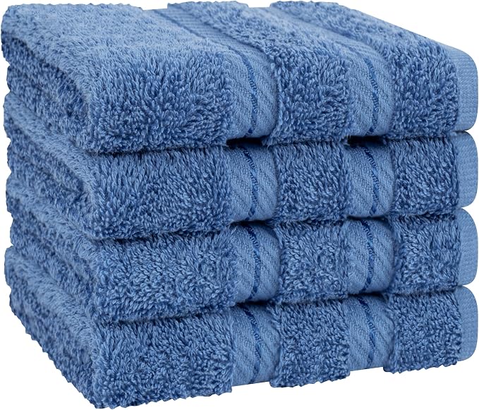 American Soft Linen 100% Cotton Luxury Turkish Towels, 4 PC Washcloth Set | Soft Absorbent Quick Dry OEKO Tex Standard 100 Certificated Durable Machine Washable Breathable Premium Hotel Quality