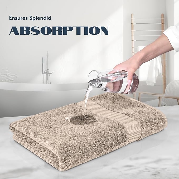 White Classic Luxury Bath Towels Set of 4 Large - 700 GSM Cotton Ultra Soft Bath Towels 27x54 | Highly Absorbent and Quick Dry | Hotel Towels for Bathroom Luxury, Plush Shower Towels, Taupe