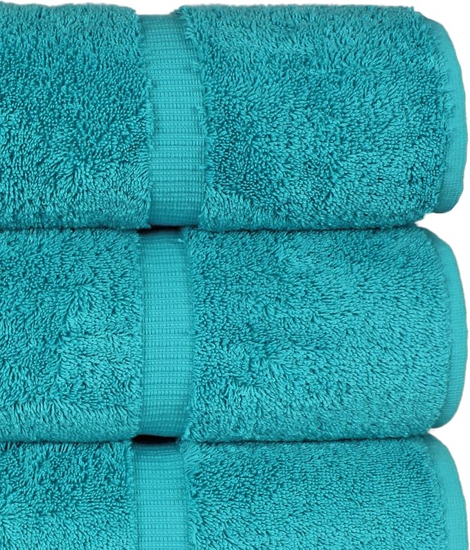 Chakir Turkish Linens 4 Piece Large Bath Towels, 100% Cotton Turkish Towels for Bathroom, Luxury Soft Absorbent Bath Towel Set, 27 x 54 Inches, Aqua