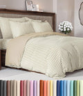 Duvet Cover Full Size Set - Extra Soft Full Duvet Cover 80" x 90" with 2 Pillow Shams for Women, Men, Kids & Teens - Hotel Luxury w/ Zipper Closures & Ties - Comfy, Cozy & Breathable (Beige Stripes)