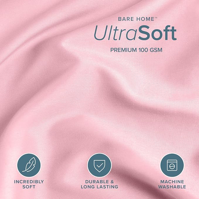 Bare Home Bedding Duvet Cover California King Size - Premium 1800 Super Soft Collection - Lightweight, Cooling - Soft Breathable Bedding Duvet Cover (Cal King, Light Pink)