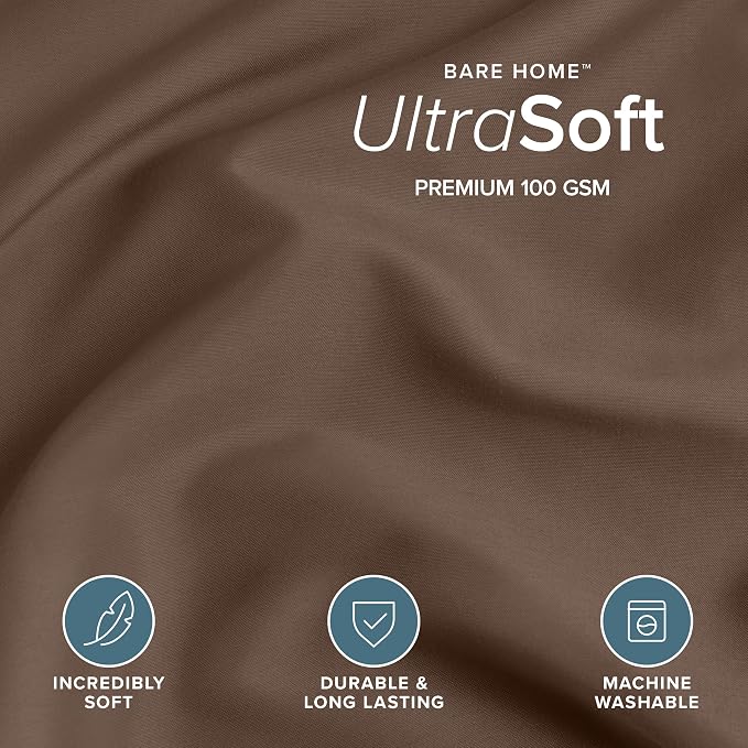 Bare Home Bedding Duvet Cover California King Size - Premium 1800 Super Soft Collection - Lightweight, Cooling - Soft Breathable Bedding Duvet Cover (Cal King, Cocoa)