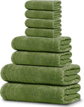 Tens Towels 8 Piece Towel Set, 2 XL Bath, 2 Hand, 4 Washcloth, Green | 100% Cotton, Lighter Weight, Quicker to Dry, Super Absorbent, Perfect for Bathroom
