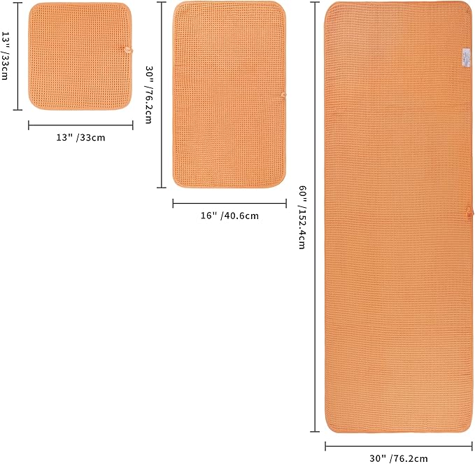 POLYTE 430 GSM Microfiber Quick Dry Lint Free Oversize Bath Towel Set, 6 Piece (Waffle Weave)