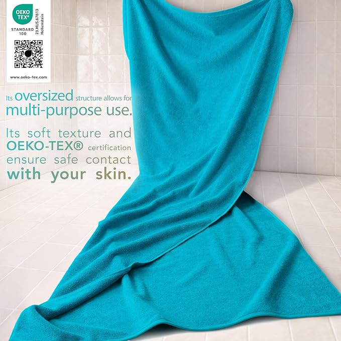 Cotton Paradise 100% Cotton Turkish Towel, Soft Absorbent Quick Dry, 40x80 Oversized Bath Sheet Towel, Ocean Aqua