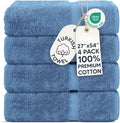 Chakir Turkish Linens | Hotel & Spa Quality 100% Cotton Premium Turkish Towels | Soft & Absorbent (4-Piece Bath Towels, Wedgewood)