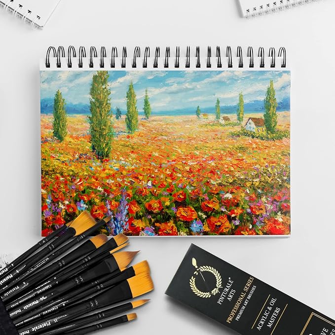Pinturale Arts Set of 12 Acrylic Paint Brushes Professional | Acrylic & Oil Masters | Oil Painting Brushes | Handmade Paint Brush Set for Acrylic Painting