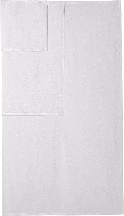 Amazon Basics 100% Cotton Soft Quick-Dry 8-Piece Towel Set, Bath Towels, Hand Towels, Washcloths, White, Compact & Lightweight (Pack of 6)