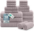 Casa Platino Bathroom Towel Set 18 Piece Soft Absorbent - Platinum | Hotel Towels - Coordinated Colors, Dobby Border Accent, OEKO-TEX Certified, Ring-Spun Durability, Ring-Spun Cotton