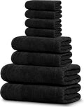 Tens Towels 8 Piece Towel Set, 2 XL Bath, 2 Hand, 4 Washcloth, Black | 100% Cotton, Lighter Weight, Quicker to Dry, Super Absorbent, Perfect for Bathroom