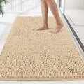 Bathroom Rugs Mat 72 x 48, Thick Soft Absorbent Chenille Bath Rugs, Rubber Backing Bath Mats for Bathroom Floor, Tub, Shower, Bedroom, Home Decor Accessories, Quick Dry Machine Washable, Beige