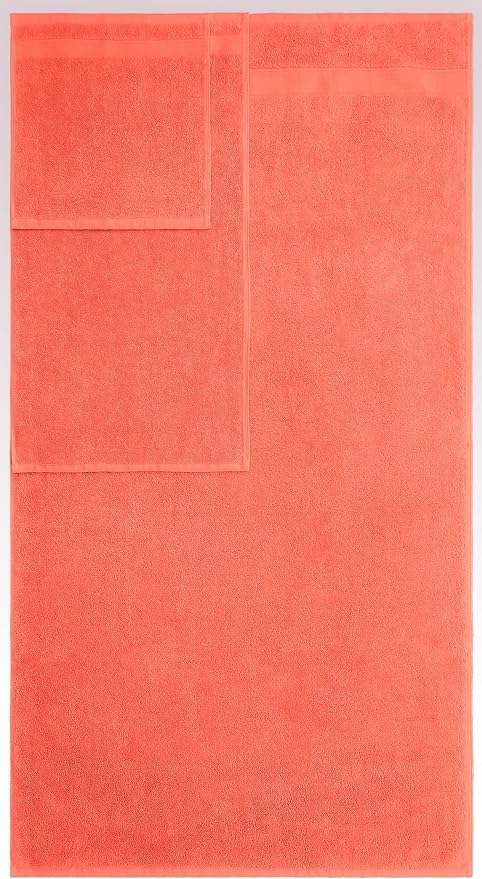 American Veteran Towel, 6 Piece Towel Set for Bathroom, 100% Cotton Turkish Bathroom Towels, 2 Bath Towels 2 Hand Towels 2 Washcloths, Coral