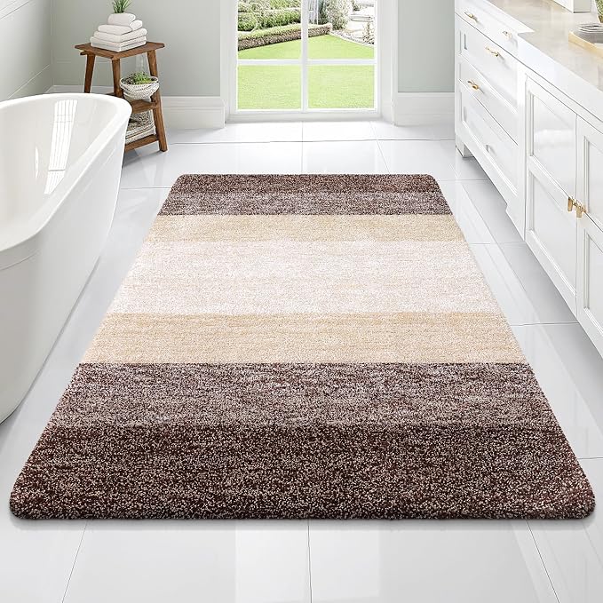 OLANLY Large Bathroom Rugs Mat 70x46, Extra Soft Absorbent Microfiber Bath Rugs, Rubber Backing, Quick Dry, Machine Washable Bath Mats for Bathroom Floor, Tub and Shower, Home Decor Accessories, Brown