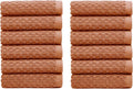 COTTON CRAFT Euro Spa Waffle Wash Cloth - Set of 12 Mocha Washcloth | Luxury Face Towel Set - 100% Cotton - Soft Plush Absorbent Low Lint Quick Dry - Gym Shower Beach Bath Kitchen - 12x12 inches