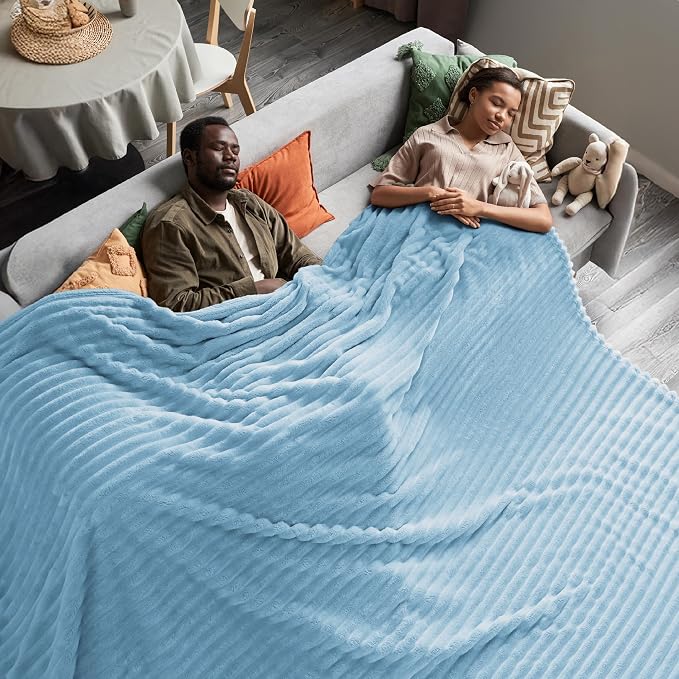 Bedsure GentleSoft Large Fleece Blanket for Bed - Cozy Soft Throw Blankets for Women, Cute Large Throws for Girls, Light Blue, 120x120 Inches