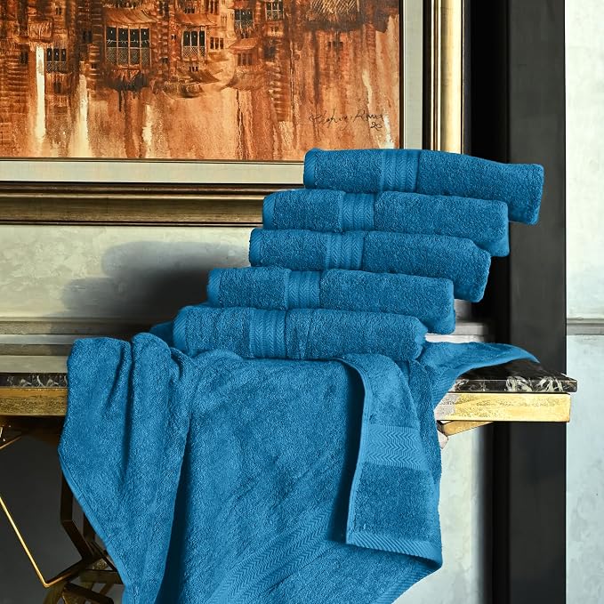 HERCULEAN Large Bath Towels 24 x 50 Pack of 6 | Quick Dry and Highly Absorbent | 100% Cotton Terry Towels for Bathroom - Perfect for Shower - Pool and Spa - Luxury Soft Towels - Teal Blue