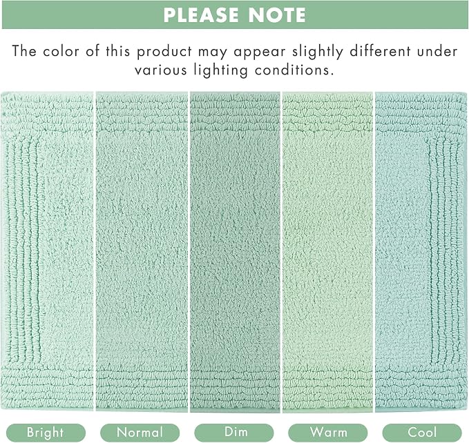 Madison Park Splendor Reversible 100% Cotton Bath Runner, 24 x 72, Green | Tufted Bathroom Rug, 3000 GSM, Hotel Quality, Luxurious Plush, Medium Pile, Absorbent, Quick Dry, OEKO-TEX, Shower Room Décor