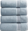 Springtree Home Luxury Bamboo Rayon Plush Bath Towel Set | 4-Pack| Blue Fog | 35% Bamboo Rayon - 65% Zero Twist Cotton | Absorbent Quick-Dry Towels for Bathroom | Ultra Soft | OEKO-TEX Standard 100