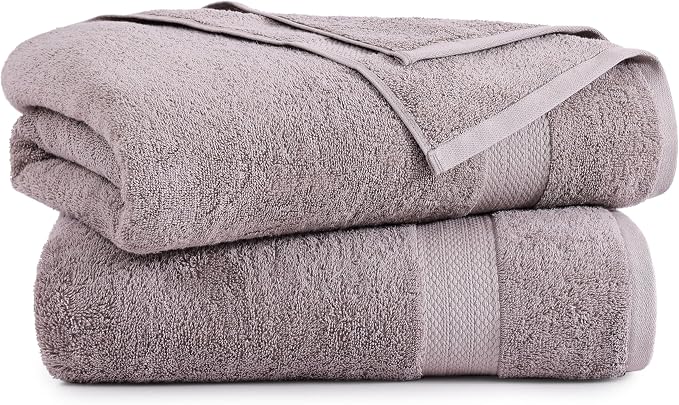LANE LINEN Bath Sheets Quick Dry 100% Cotton 2 Pack Oversized - Platinum | Hotel Bath Sheets - Oversized & Roomy, Lightweight & Breathable, Fade-Resistant Color, Classic Terry Weave, Densely Woven