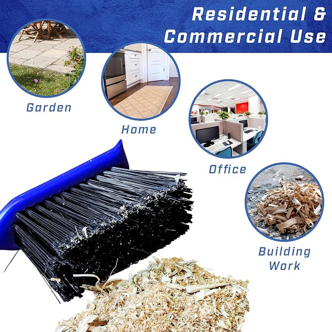 Faithfull FAIBRDUSTLRG Large Heavy-Duty Plastic Dustpan and Brush Set, PVC Lip, Flagged Bristle Brush with Built-in Scraper for Easy Cleaning & Sweeping