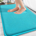 OLANLY Thick Memory Foam Bathroom Rugs 30x20, Absorbent Bath Mat, Aqua Sky | Soft Quick Dry Bath Rugs Mats, Non-Slip, Machine Washable Carpet for Bathroom Floor, Tub and Shower, Home Decor Accessories