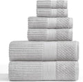 Springtree Home 100% Cotton Bath Towel Set | 6-Piece Set | Textured | Grey | Absorbent & Quick-Dry Bathroom Towels | Textured and Durable Cotton Towels for Bathroom | OEKO-TEX | Krista Collection