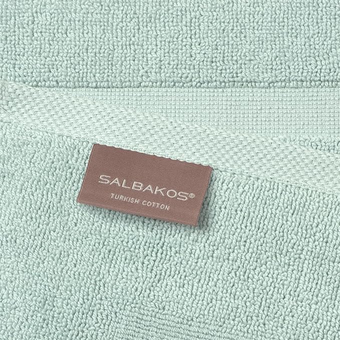 SALBAKOS 2-Piece 100% TurkishCotton BathMat Towel, 20x34 inch SeafoamGreen | Bathroom Floor Towels, Thick Soft Most Absorbent Quick-Dry Durable Large Size Foot Rug, Premium Hotel Quality Made in Turkey