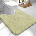 OLANLY Toilet Rugs U-Shaped 24x24, Extra Soft Absorbent Chenille Contour Bathroom Rugs for Toilet, Dry Quickly, Machine Washable, Non-Slip Bath Mat, Vanilla