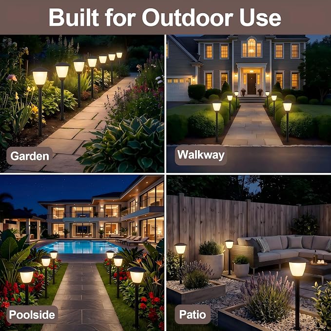 6 Pack Low Voltage Landscape Lighting LED Garden Lights Warm White | 3000K 1.7W 12V AC/DC Landscaping Lights,ETL UL CSA Listed IP65 Waterproof Low Voltage Pathway Lights for Yard Walkway, Black