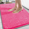 OLANLY Bathroom Rugs 34x21, Extra Soft Absorbent Chenille Bath Rugs, Rubber Backing Quick Dry, Machine Washable Bath Mats for Bathroom Floor, Tub and Shower, Home Decor Accessories, Hot Pink