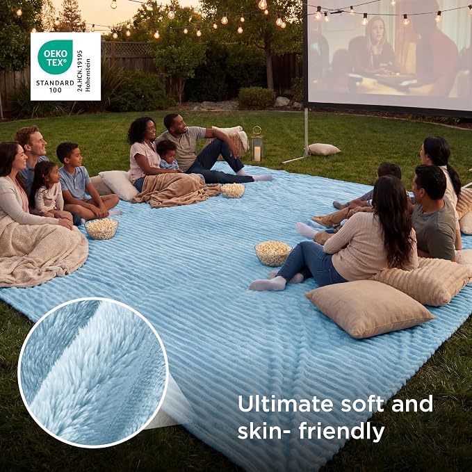 Bedsure GentleSoft Large Fleece Blanket for Bed - Cozy Soft Throw Blankets for Women, Cute Large Throws for Girls, Light Blue, 120x120 Inches