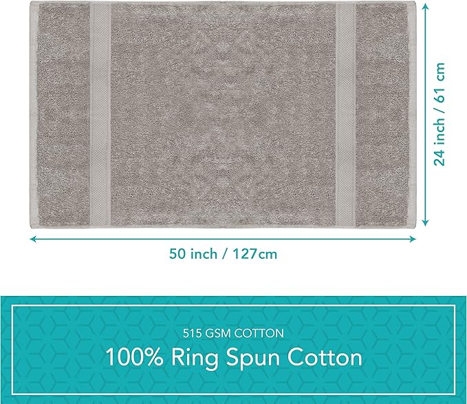 Pleasant Home Bath Towels Set of 6 (24” x 50”) 100% Cotton, 515 GSM | Lightweight, Soft & Highly Absorbent Luxury Towels for Bathroom | for Gym, Pool & Spa | 6 Pack, Gray