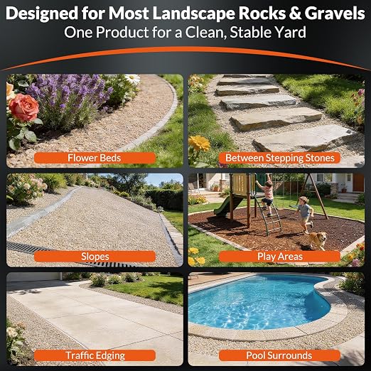 Rock Glue for Landscaping, 1 Gallon 20X Mega Hold Mulch Hold Gravel Binder, Intertek Test Pea Gravel Stabilizer, Pet Safe Mulch Stone Adhesive for Walkways, Yards & Decorative Driveway Edges