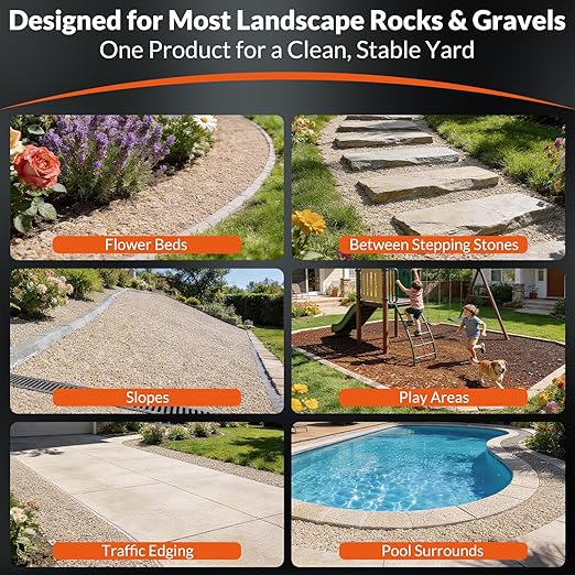 Rock Glue for Landscaping, 2 Gallon 20X Mega Hold Mulch Hold Gravel Binder, Intertek Test Pea Gravel Stabilizer, Pet Safe Mulch Stone Adhesive for Walkways, Yards & Decorative Driveway Edges
