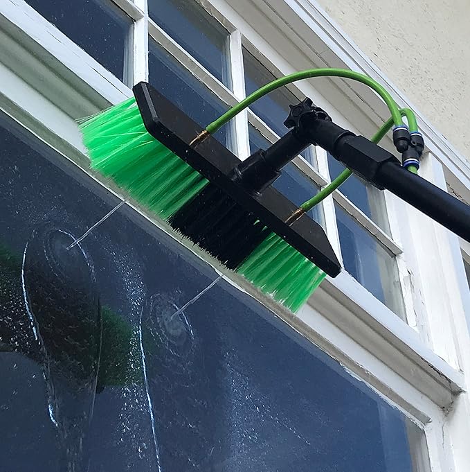 Lightweight 24 Feet Solar Panel Cleaning Brush & Pole Water Fed Pole Kit Window Cleaner & Solar Panel Cleaning System Washing Equipment Tool Solution