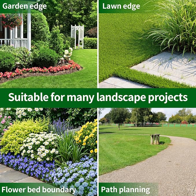 AggFencer Landscape Edging 4in Garden Edging Borders No Dig 100ft | Flexible Landscaping Edging Kit for Flower Bed Lawn Yard Grass Brown with 184 Pcs Spikes