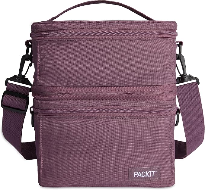 PackIt Freezable Mod 3-In-1 Lunch Box 4.5L Capacity, Plum | Built-in ice packs, EcoFreeze+ Technology, 3-in-1 use, Two compartments: freezable & insulated, Men and Women, Fresh lunches