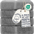 Chakir Turkish Linens 2 Piece Large Bath Towels, 100% Cotton Turkish Towels for Bathroom, Luxury Soft Absorbent Bath Towels, 30 x 60 Inches, Gray