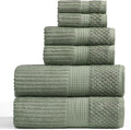 Springtree Home 100% Cotton Bath Towel Set | 6-Piece Set | Textured | Green | Absorbent & Quick-Dry Bathroom Towels | Textured and Durable Cotton Towels for Bathroom | OEKO-TEX | Krista Collection
